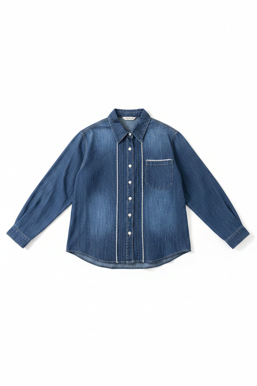 Long Sleeve Denim Shirt - Blue