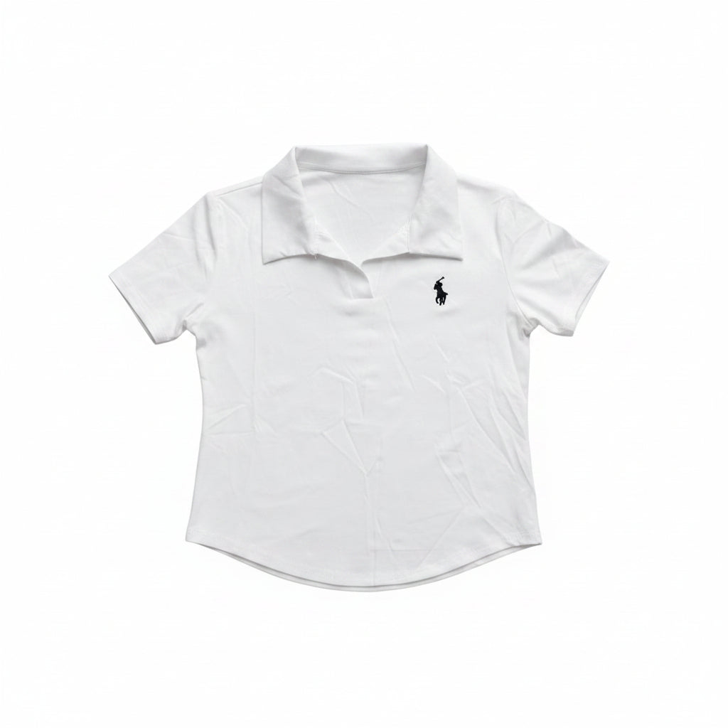 Women Cotton Polo Crop Top