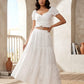 White schiffli Embroidery Co-ord Set – Crop Top With Long Skirt