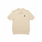 Cream Cable-Knit Polo Shirt