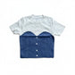 Two-Tone Knitting T-Shirt Top - White & Navy Blue