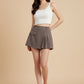 Women Pleated Skorts with Side Slit - Mocha Brown