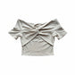 Women Cotton Twist Knot Off-Shoulder Top - Beige