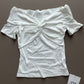 Women Cotton Twist Knot Off-Shoulder Top - White
