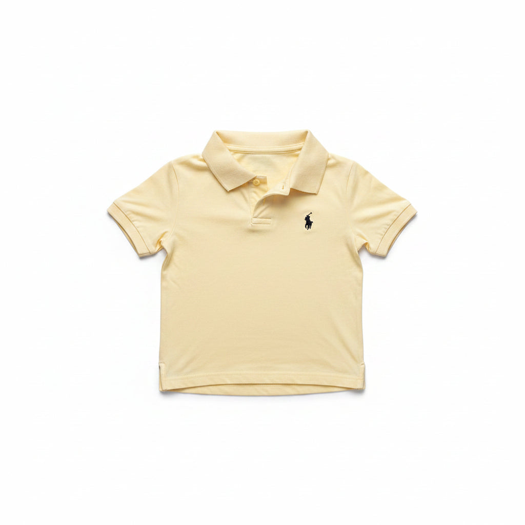 Women Cotton Polo Crop Top - Pastel Yellow