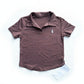 Women Cotton Polo Crop Top - Brown