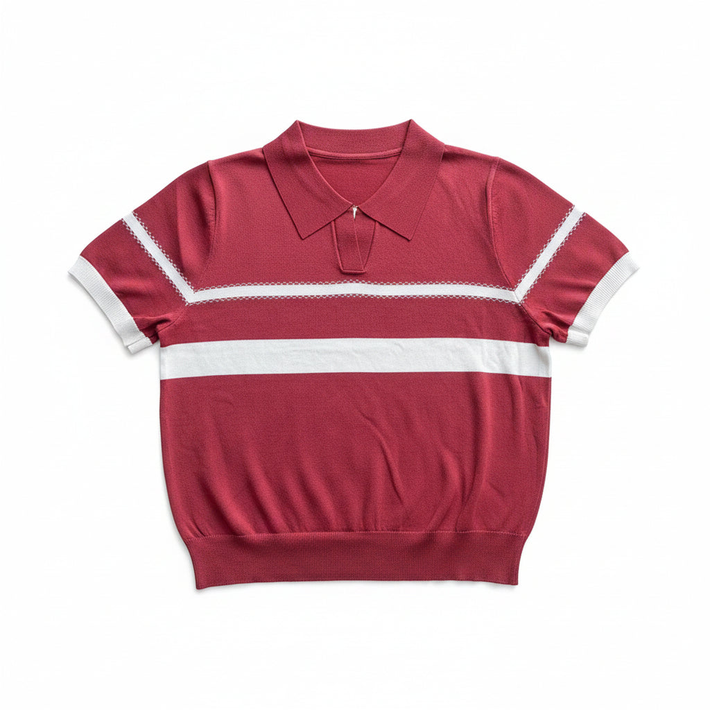 Knit Polo Top - Red | Free Size
