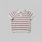 Knit Polo Top - White & Maroon | Free Size