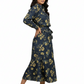 Floral Print Denim Cordset - Full sleeves shirt with long denim Skirt