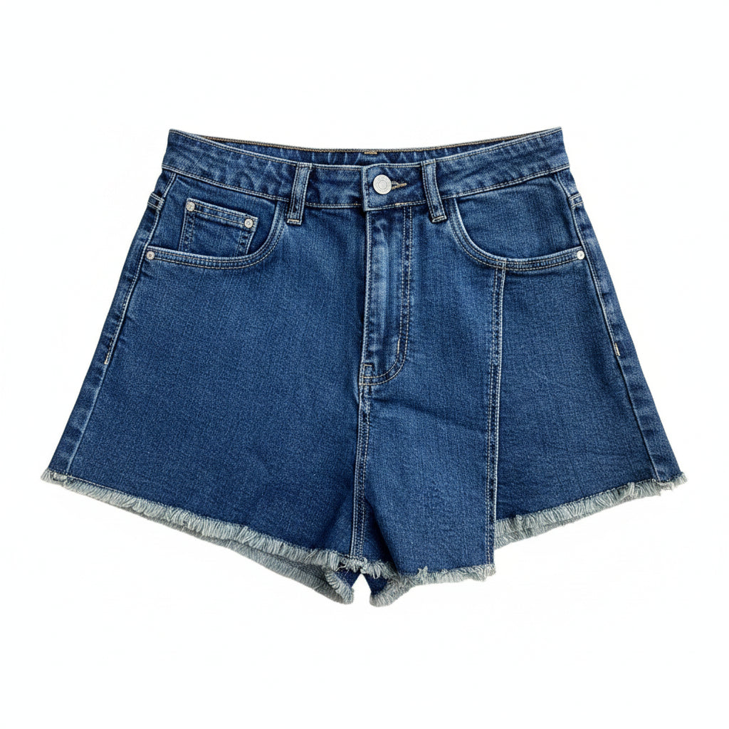 women soft denim Skorts with side slit