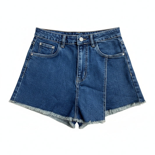 women soft denim Skorts with side slit