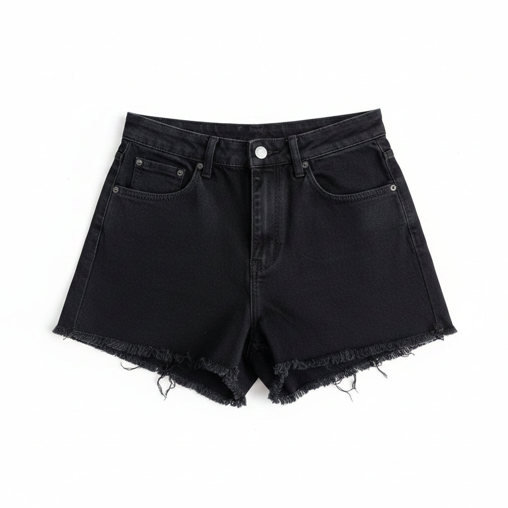 women soft denim Skorts with side slit