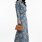 Floral Print Denim Cordset - Full sleeves shirt with long denim Skirt