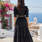 Black schiffli Embroidery Co-ord Set – Crop Top With Long Skirt