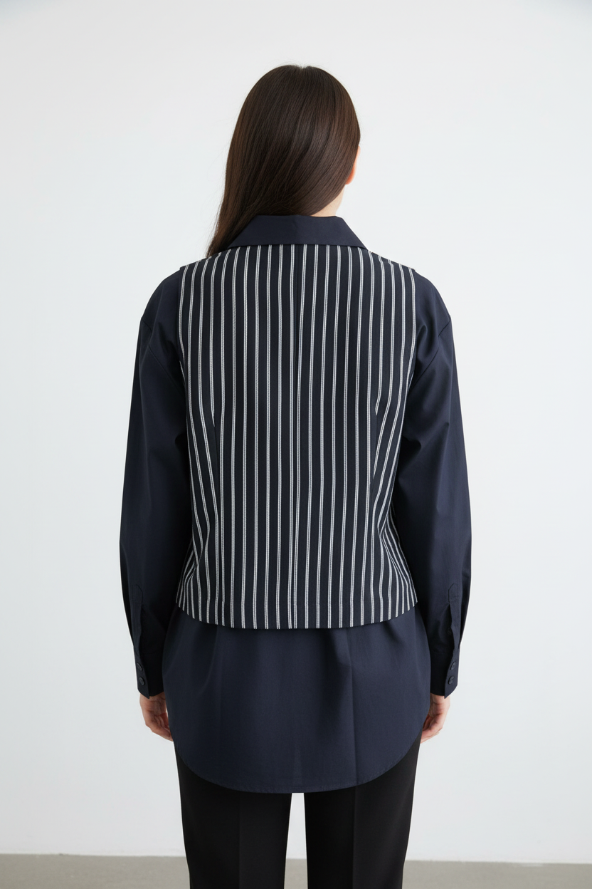 Long sleeves Designer Shirt with attached waistcoat