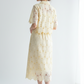 Light Yellow Floral Lace Hollow-Out Co-Ord Set – Crop Top & Midi Skirt