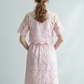Light Pink Floral Lace Hollow-Out Co-Ord Set – Crop Top & Midi Skirt
