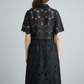 Black Floral Lace Hollow-Out Co-Ord Set – Crop Top & Midi Skirt