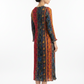 Magical Multicolor Pleated Midi Dress – Vibrant Floral & Paisley Print