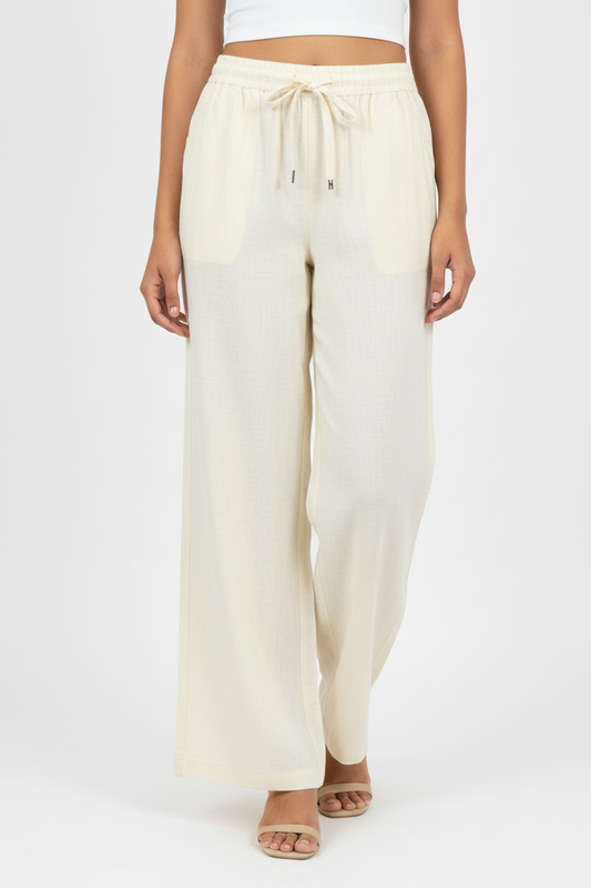 Cream Linen Lower - Model Wear