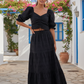 Black schiffli Embroidery Co-ord Set – Crop Top With Long Skirt