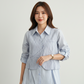 Light Blue Layered Designer Shirt – Pinstripe Vest & Plain Oversized Shirt