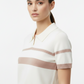 White Knit Polo Top - Close Up