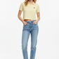 Women Cotton Polo Crop Top Pastel Yellow - Front Pose Model