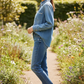 Lace Denim Shirt - Female Model Side Pose