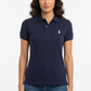 Women Cotton Polo T-Shirt Navy Blue - Front Pose Model