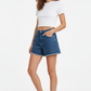 Model wearing Blue Denim Cutoff Shorts