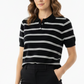Black White Striped Knit Top - 3/4 Angle