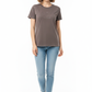 Mocha Brown Premium Tee - Female Model Front Pose