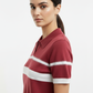 Red Knit Polo Top - Close Up
