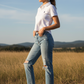 Women Cotton Polo Crop Top - Side Pose Model
