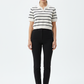 White Black Knit Polo - Front View