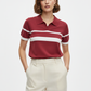 Red Knit Polo Top - Front View