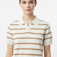 White Brown Knit Polo - Close Up