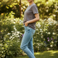 Grey Premium Tee - Female Model Side