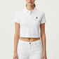 White Polo Crop T-Shirt - Female Model Front Pose