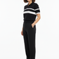 Black Knit Polo Top - 3/4 Angle