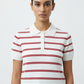 White Maroon Knit Polo - Close Up