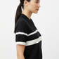 Black Knit Polo Top - Side View