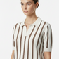 White Brown Knit Top - 3/4 Angle
