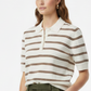 White Brown Knit Top - 3/4 Angle