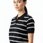Black White Striped Knit Top - Close Up