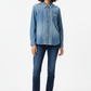 Lace Denim Shirt - Female Model Front Pose