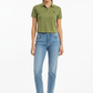 Women Cotton Polo Crop Top Olive Green - Front Pose Model