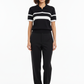 Black Knit Polo Top - Front View