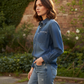 Denim Shirt - Female Model Side Pose